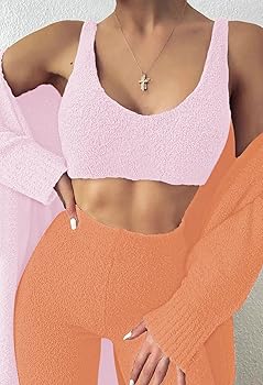 Amazon.com: Linsery 3 Piece Fuzzy Outfits for Women Fleece