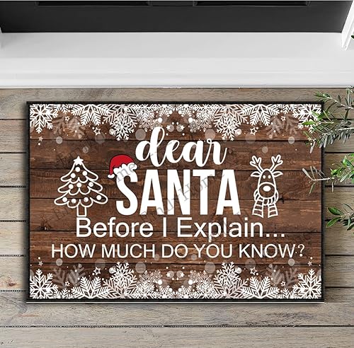 Miniatura 2 de Entryway Rugs Indoor Non Slip, Dear Santa Before I Explain How Much Do You Know Outdoor Funny Welcome Mats for Front Door Mats Indoor Outdoor Home