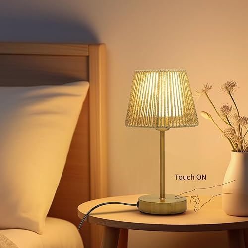 Miniatura 46 de Juego de 2 lámparas táctiles para mesita de noche, pequeña lámpara de mesa moderna para dormitorio, sala de estar, mesita de noche, lámpara