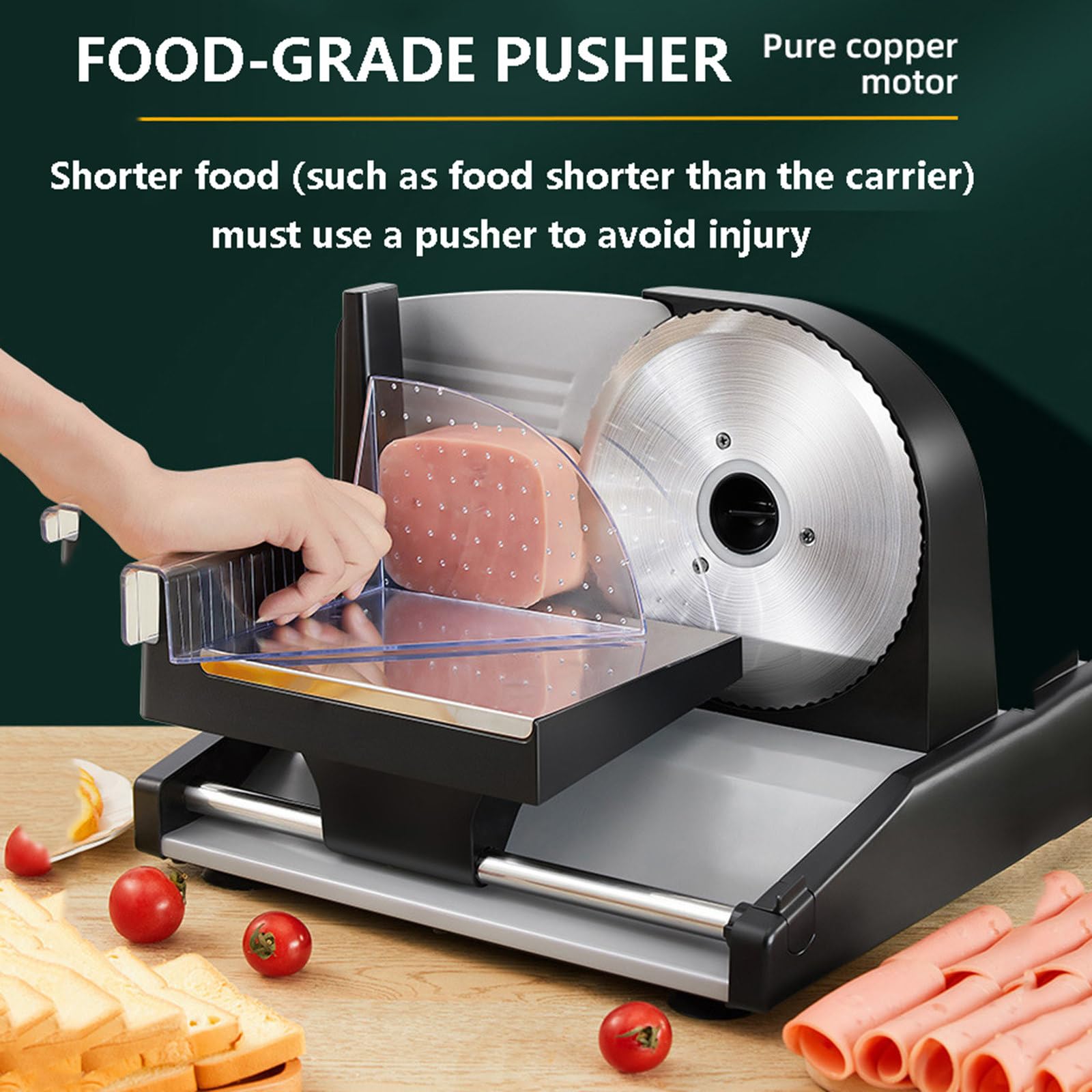 Affettatrice elettrica per Alimenti 200w Affettatrice per Carne | Affettatrice elettrica per Carne con coltelli Rimovibili e banco da Lavoro | Tritacarne Automatico per Mense, ristoran,