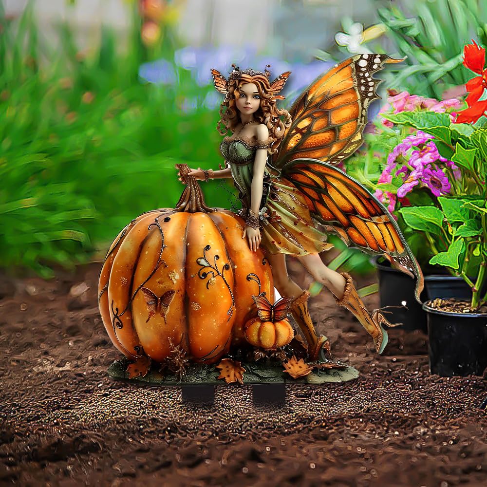 Pumpkin Elf-1: Bohemian Flower Pot Decor, Planter Pots, Fairy Garden Accessories for Home or Garden