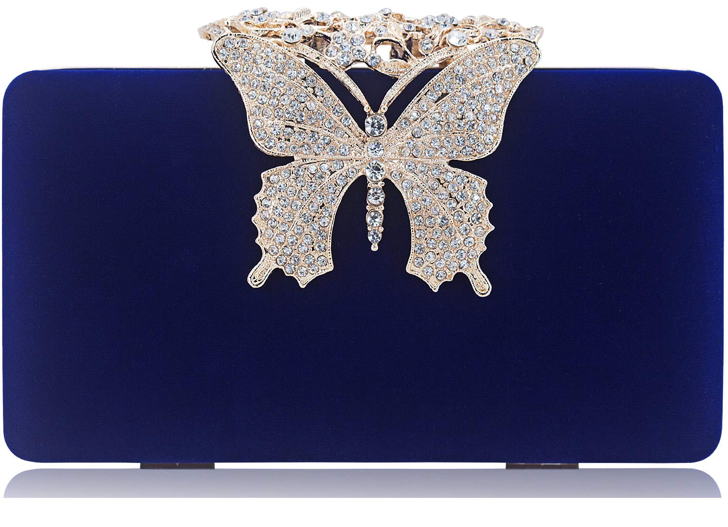 Dexmay Rhinestone Crystal Clutch Purse Butterfly Clasp Women Evening Bag for Formal Party