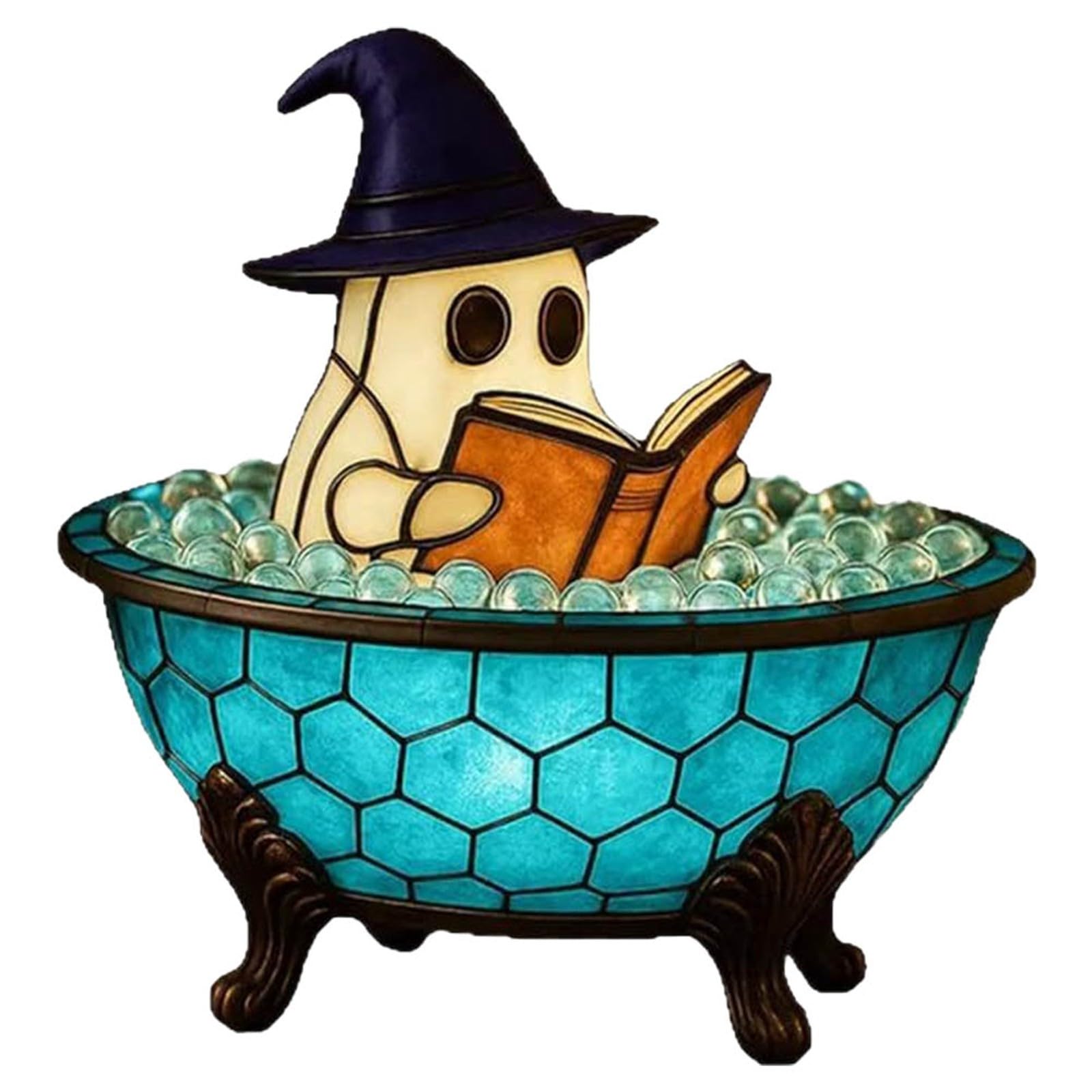 Halloween Ghost Reading Book Lamp Ghosts Night Light for Bathroom Decor Ghost Bubble Bath Lamp Led Ghostnight Light Spooky Decor Color-Changing Mood Light Bathtub Lamps for Halloween Party