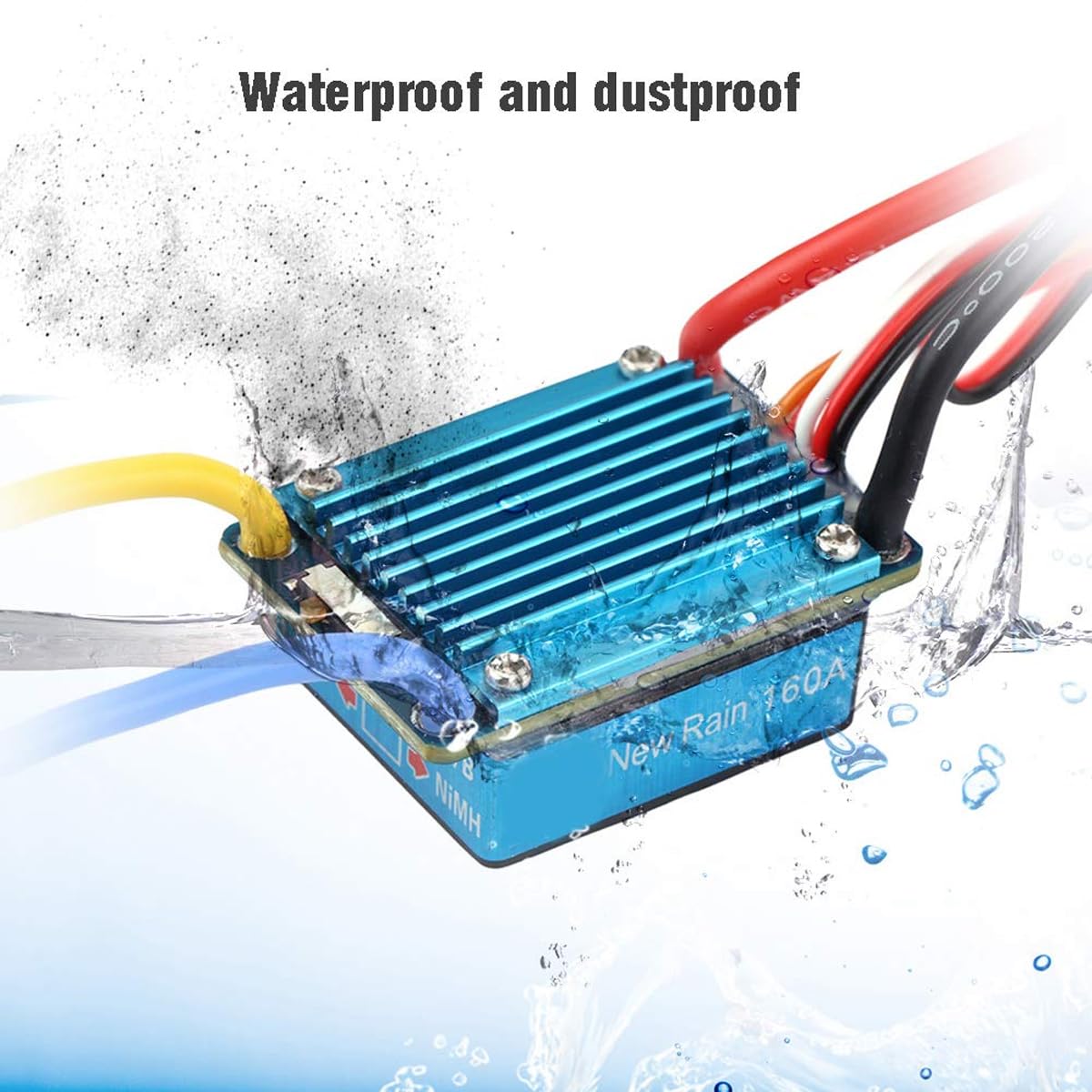 ESC spazzolato impermeabile 3S 160A con spina BEC T 5V 1A per auto RC da 1/12 o più grandi, controllo migliorato, prestazioni di potenza