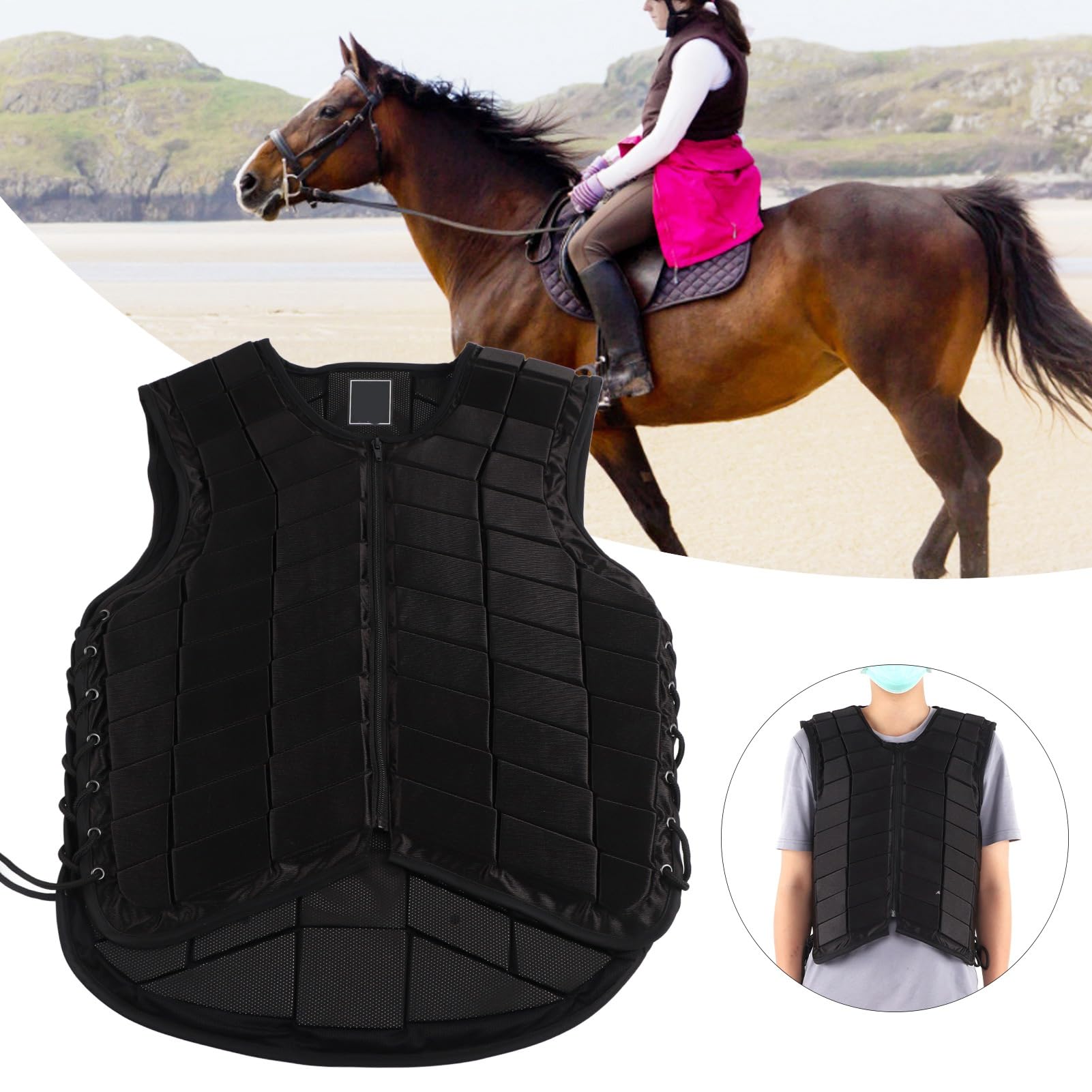 Gilet de Protection pour équitation pour Adultes Protection équitation Gilet équestre Gilet D'équitation Armure Une Pièce avec Mousse Anti-Compression pour Hommes Femmes