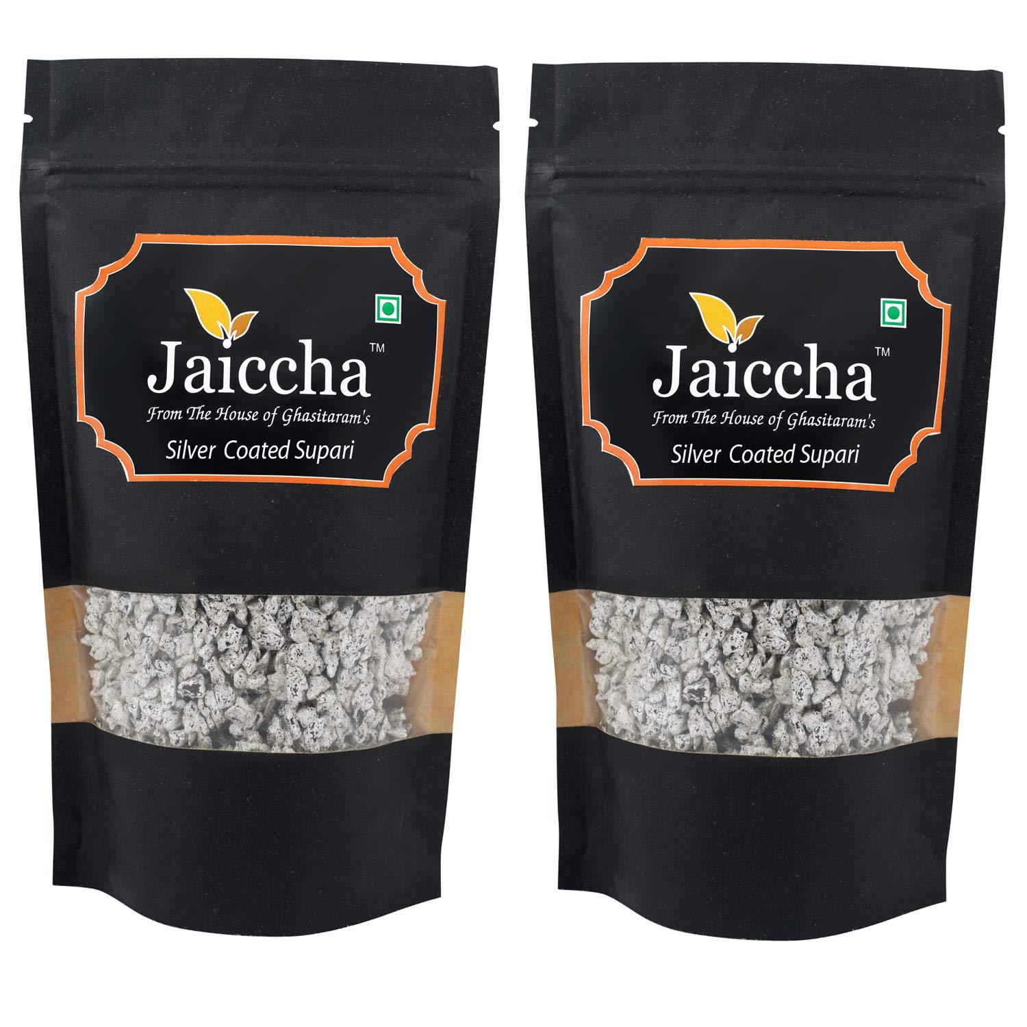 Ghasitaram Gifts Jaiccha Express Delivery Silver Coated Supari 400gms in Black Paper Pouch|Gift for Diwali,Holi,Rakhi,Valentine,Christmas,Birthday,Anniversary,Gift for Her,Him,Mothers Day,Fathers Day|