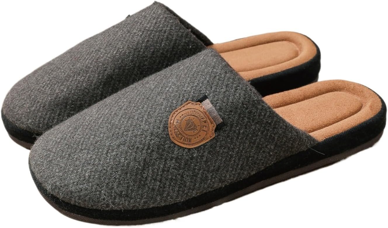 Slippers for Men Warm Slippers with Arch Support Wram Fleece Lined Anti Slip for Winter Indoor Outdoor Long Standing