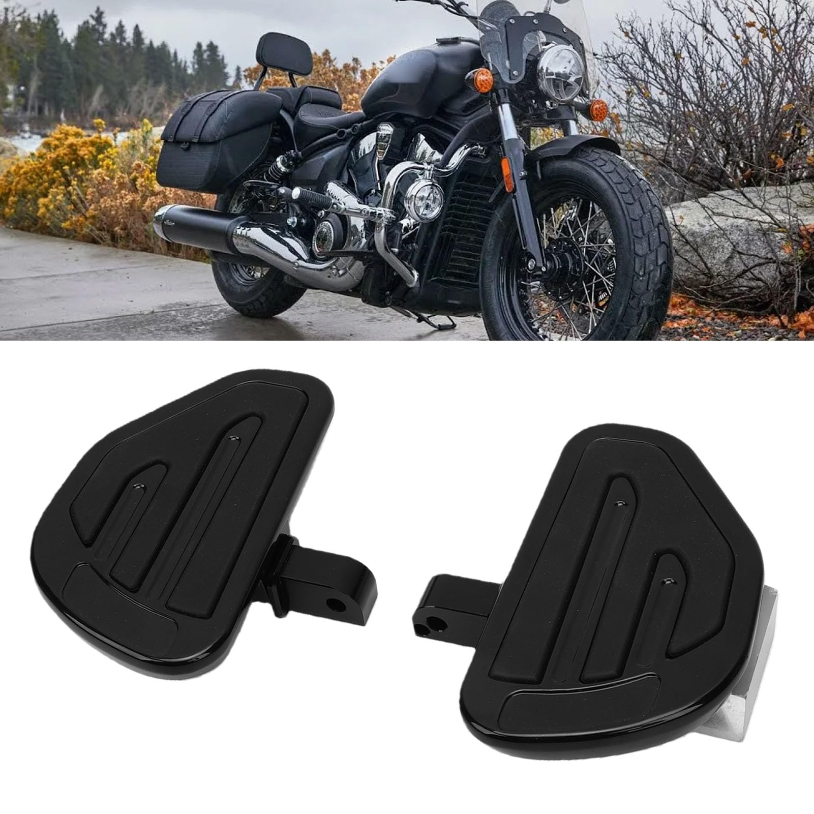 Asixxsix Pedane Moto, Poggiapiedi Passeggero Posteriore in Metallo con Ampio Pedale Antiscivolo per Indian Scouts Bobber 2015 2025 Sixty 2016 2025