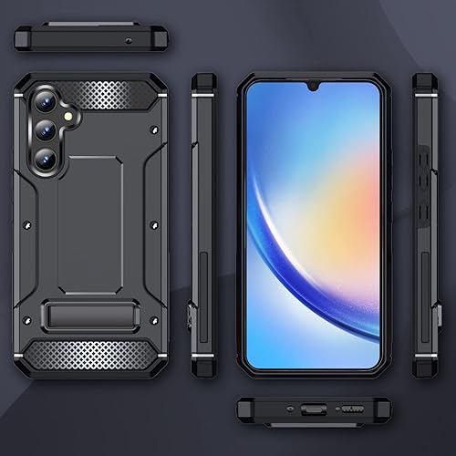 Miniatura 7 de Asuwish Funda de teléfono para Samsung Galaxy A34 5G con protector de pantalla de vidrio templado y soporte delgado y resistente de grado militar