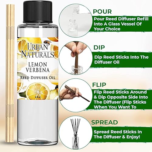 Miniatura 146 de Urban Naturals Reed Diffuser Oil Refill Ocean Mist Sea Salt with Salt Spray, Violet Leaf, Sea Grass, Driftwood 8 oz + Free Reed Sticks, Made in The