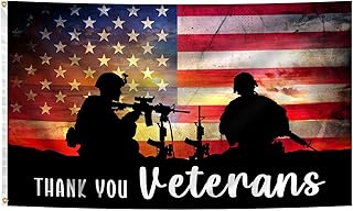 Thank You Veterans Flag 3x5 Feet Veterans Day Patriotic Flags with Brass Grommets for Home Yard Party Lawn Porch Balcony Decor ﻿