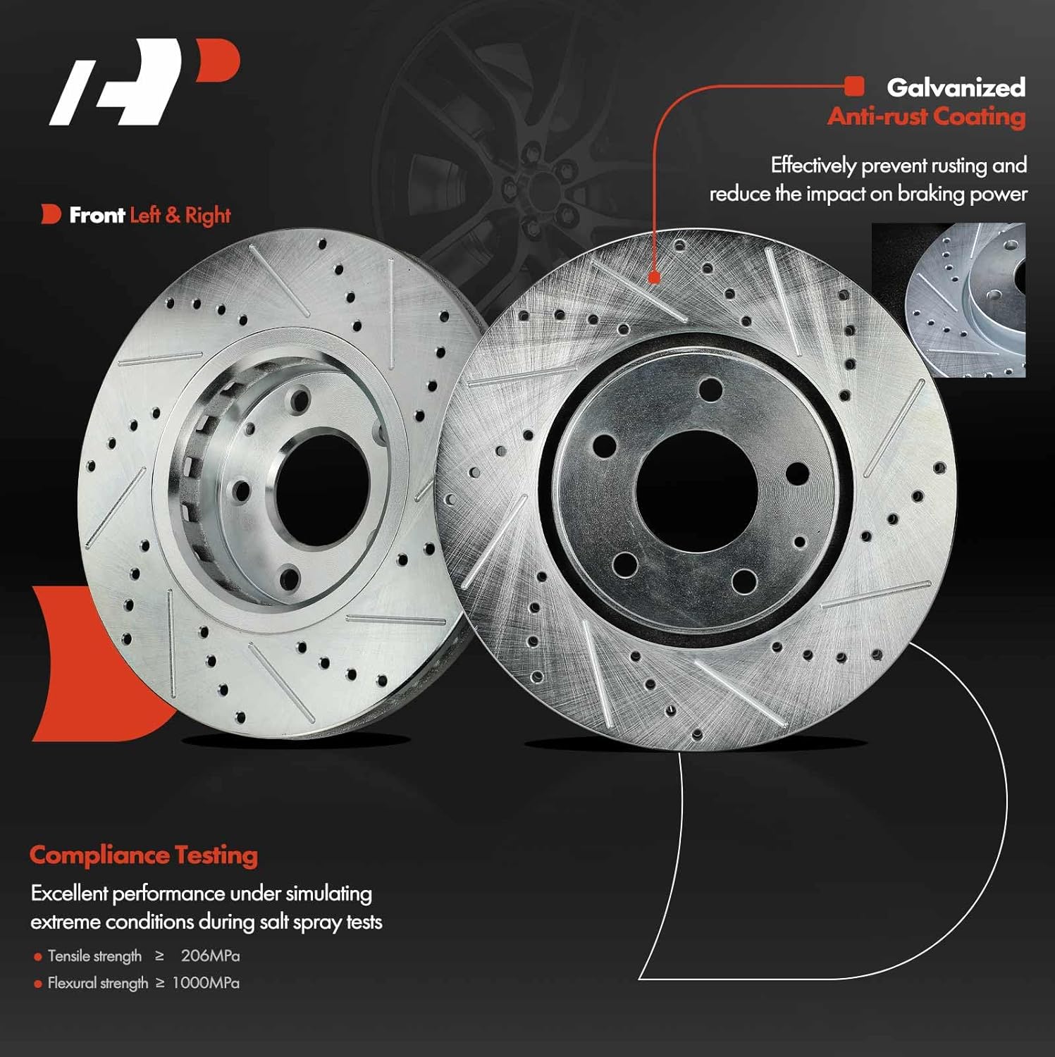 A-Premium Front and Rear Drilled and Slotted Disc Brake Rotors + Ceramic Pads Kit Compatible with Select Mazda Models - CX-5 CX5 2016 2017 2018 2019, 12-PC Set