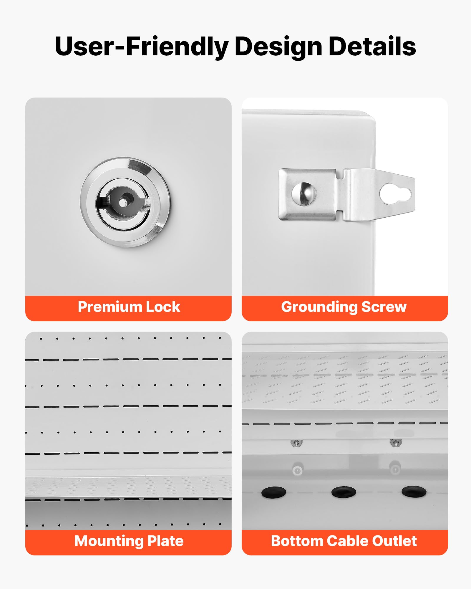 VEVOR Caja eléctrica impermeable IP65, caja de control de acero laminado en frío con termostato, ventilador y cubierta de lluvia, caja de conexiones con cerradura armario de control exterior 60 x 30 x