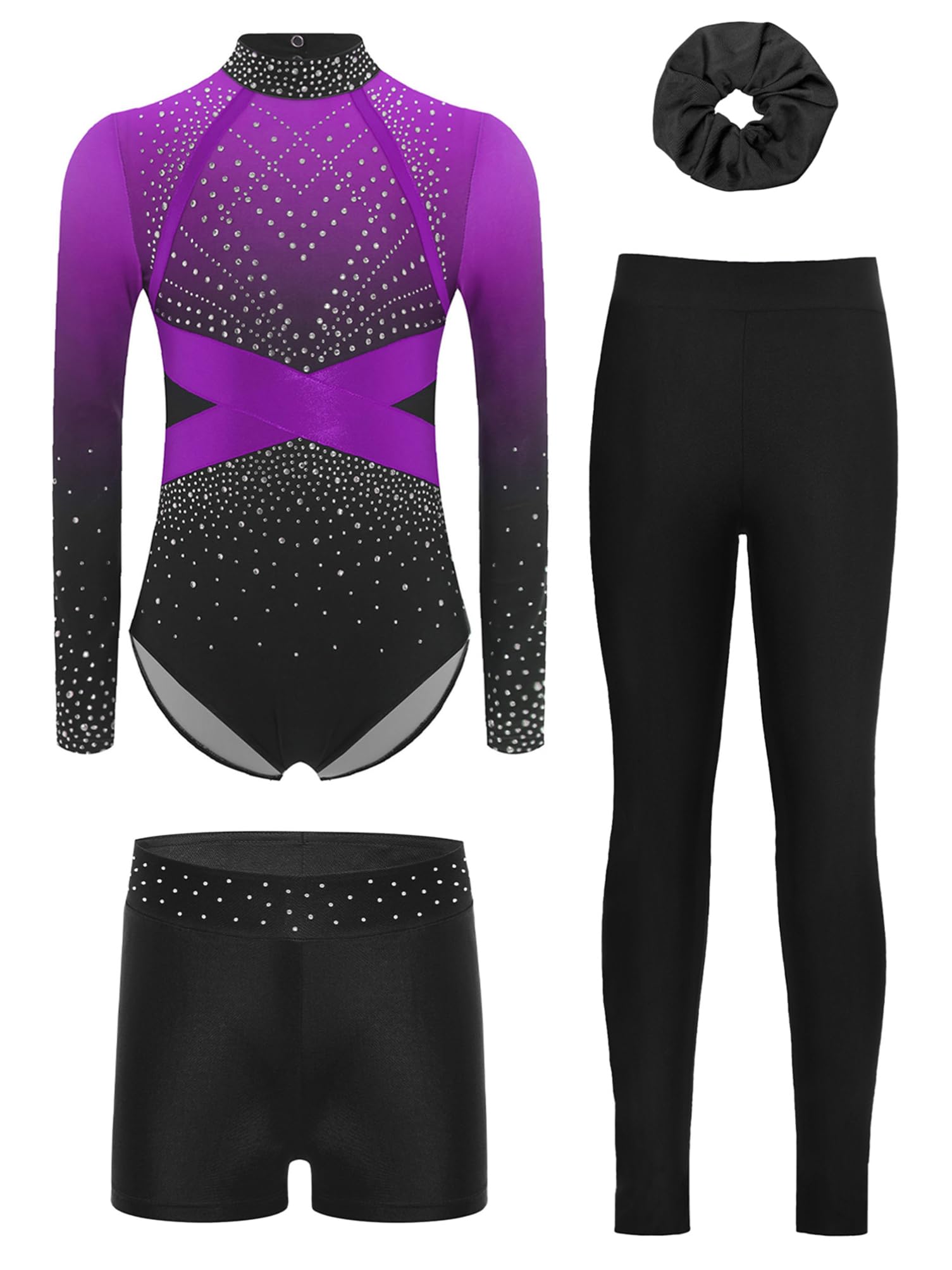 Aislor Maillots De Gimnasia para Niñas Leotardo De Ballet con Leggings Deportivas Y Diadema Traje De Danza Baile De Competición