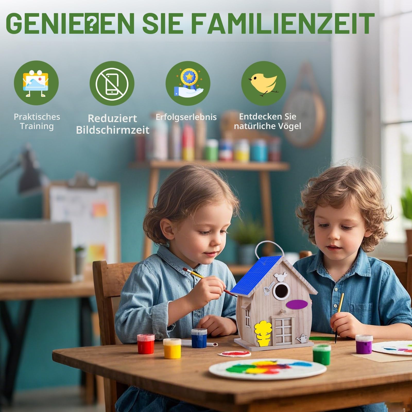 Holz-DIY-Vogelhaus-Set für Erwachsene zum Bauen, Outdoor-Holzarbeiten, Freihandmalerei, hängendes Vogelhaus für Garten- und Hofdekoration, Geschenk