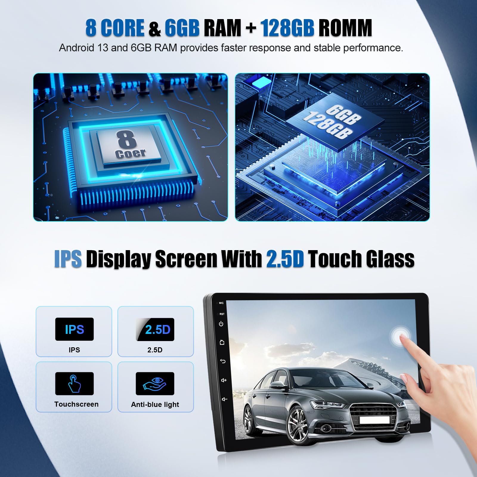 Android 12.0 HD Écran tactile 9 pouces pour 2008-2012 Hyundai i20 autoradio avec système de navigation GPS Bluetooth Carplay climatiseur manuel