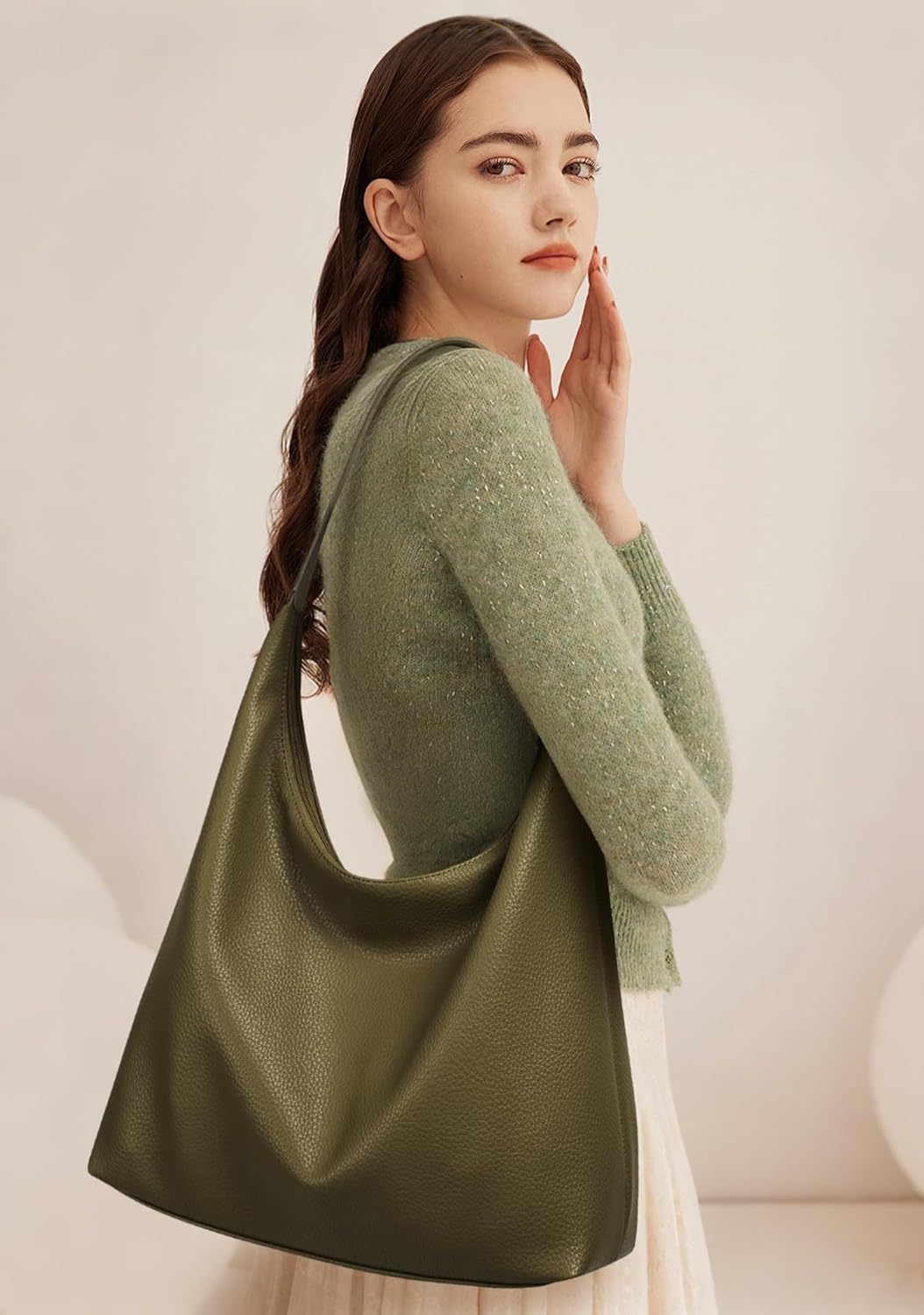 KALIDI Casual Tote Bag Vegan Leather Hobo Zipper Work Bag Weekender Shoulder for Women Shoulder Travel Purse - Image 6