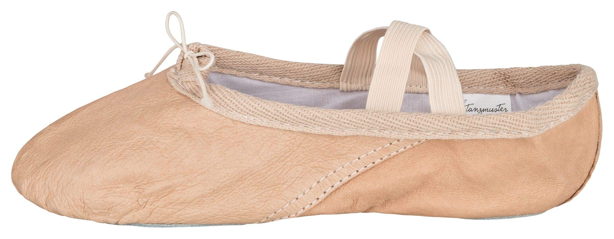 Leather Ballet Slippers, Split Sole, Sand-Coloured and Stone-White