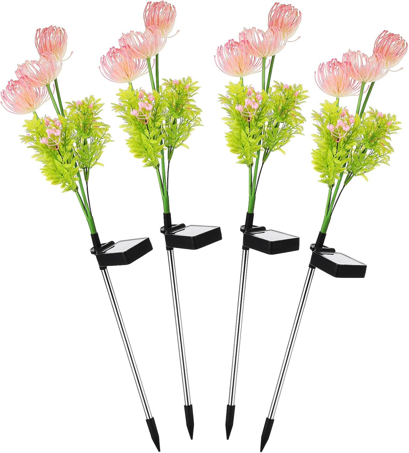 OSALADI 4 pcs Solar Lights Solar Powered Garden Decor Decorative Outdoor Lights Yard Patio Lawn Changing LED Flowers Upgraded Solar Panel