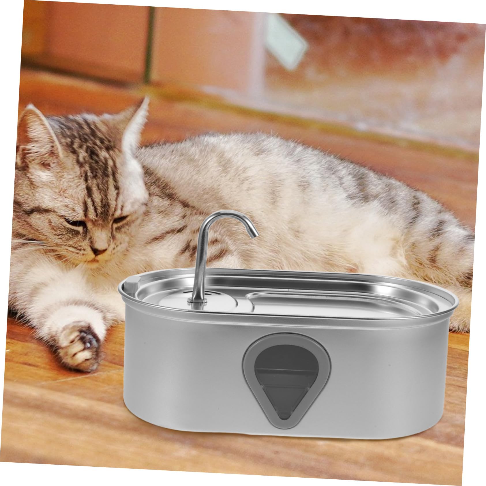 SUPVOX Bebedero Automático para Gatos de Acero Inoxidable Dispensador de Agua Recarga USB para Perros y Gatos Pequeños Uso Interior