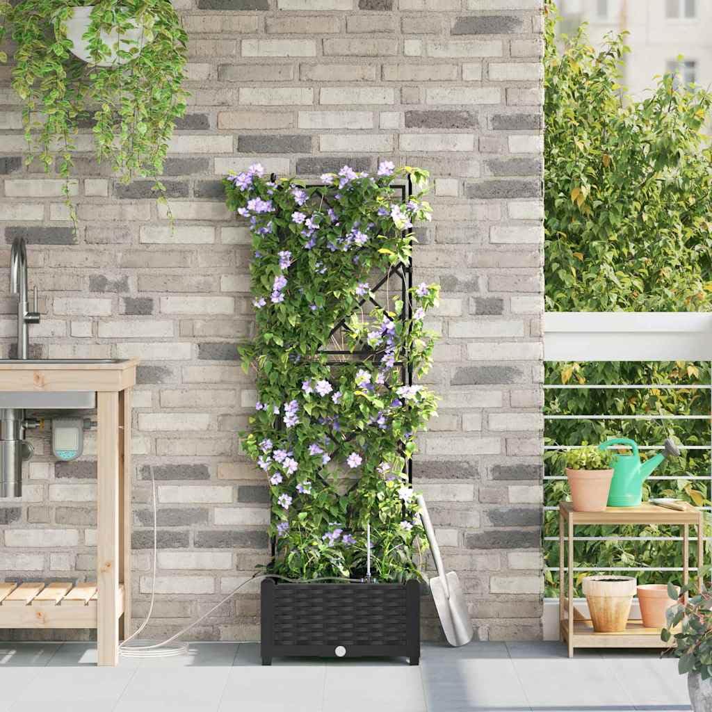 Jardinière surélevée noire - 40 x 40 x 126 cm - En acier - Avec auto-irrigation - Design moderne - Robuste et durable - Pour jardin, terrasse, balcon