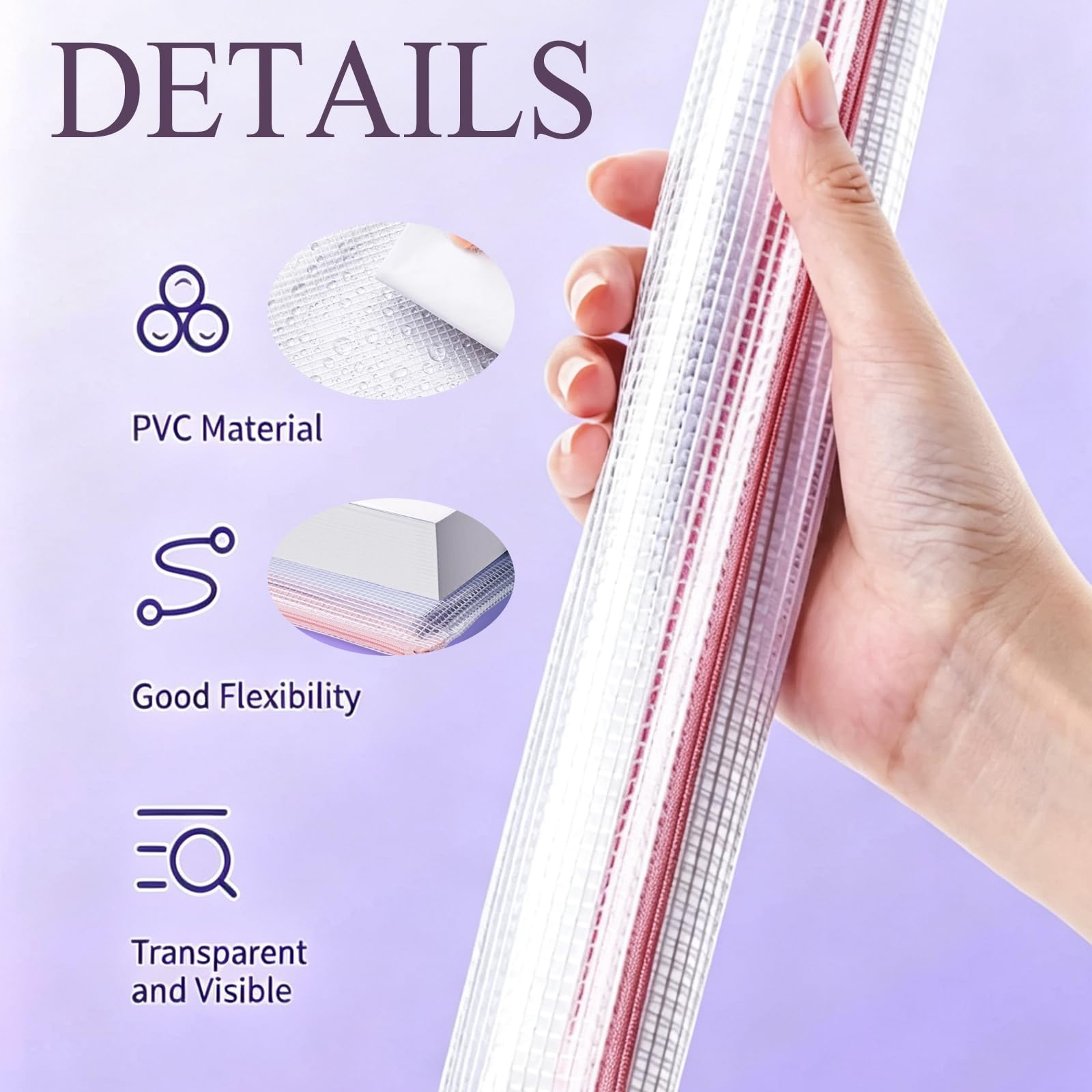 Portadocumentos A4 transparente PVC con cremallera fundas de plástico