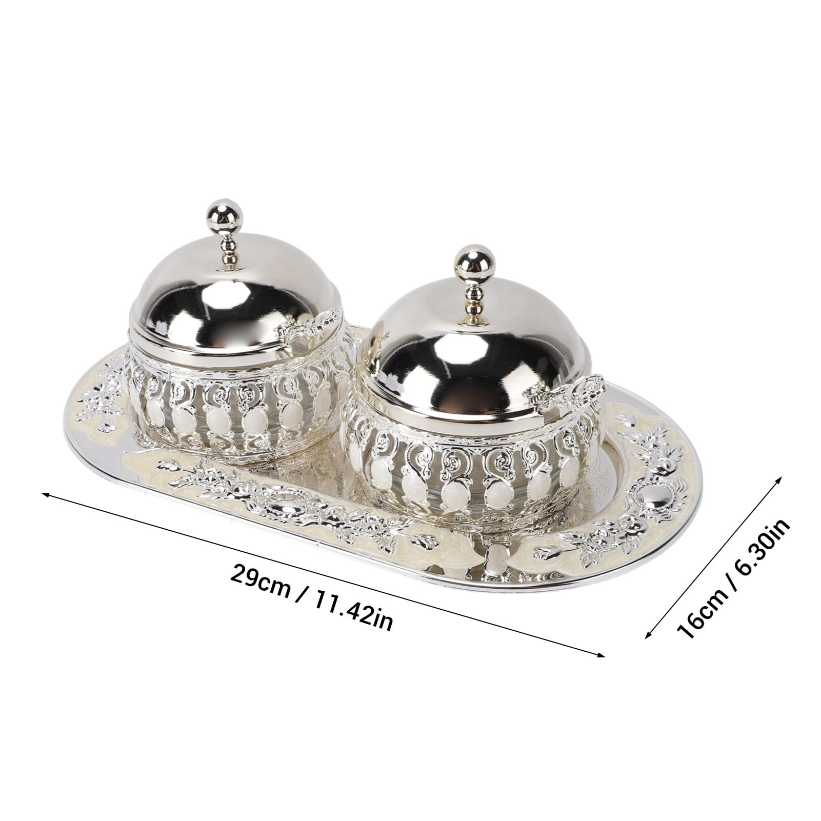 Set Zuccheriera Elegante Design Nordico Multifunzionale per Bancone della 2 unità in Acciaio Inox e Vetro con Cucchiaio e Coperchio