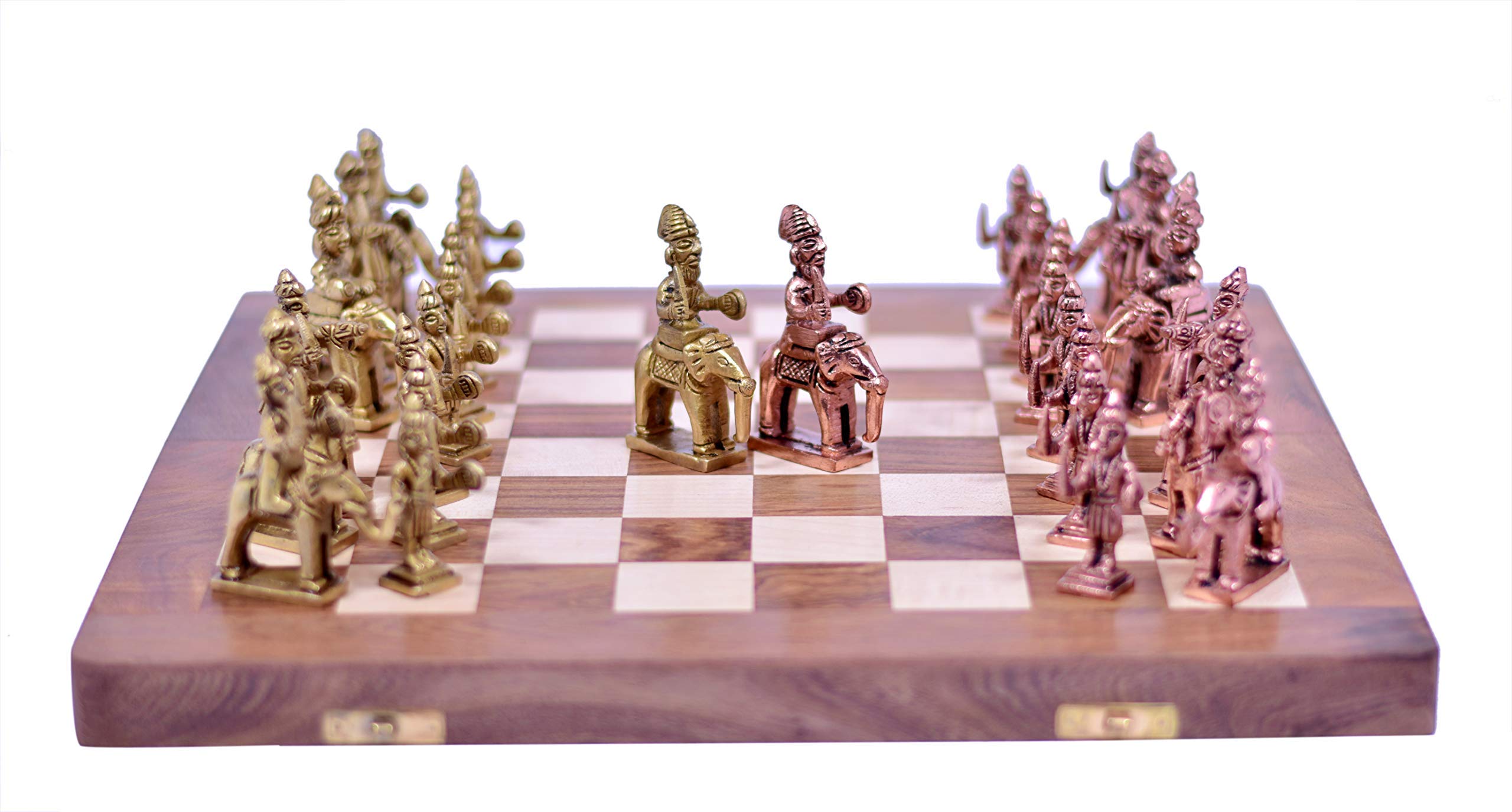 STATUESOLUTION Rajasthani Copper and Golden Antique Finish Made of Brass and Wooden Hand Made Foldable Chess Board (16" x 16" Inch) (B08HRZZ7RZ) Amazon Price History, Amazon Price Tracker