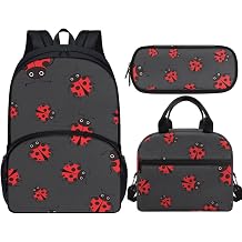 Forchrinse Cute Cow Print Children Backpack Set for Teens Boys Girls 3 in 1 Backpacks School Bookbags with Lunch Bag