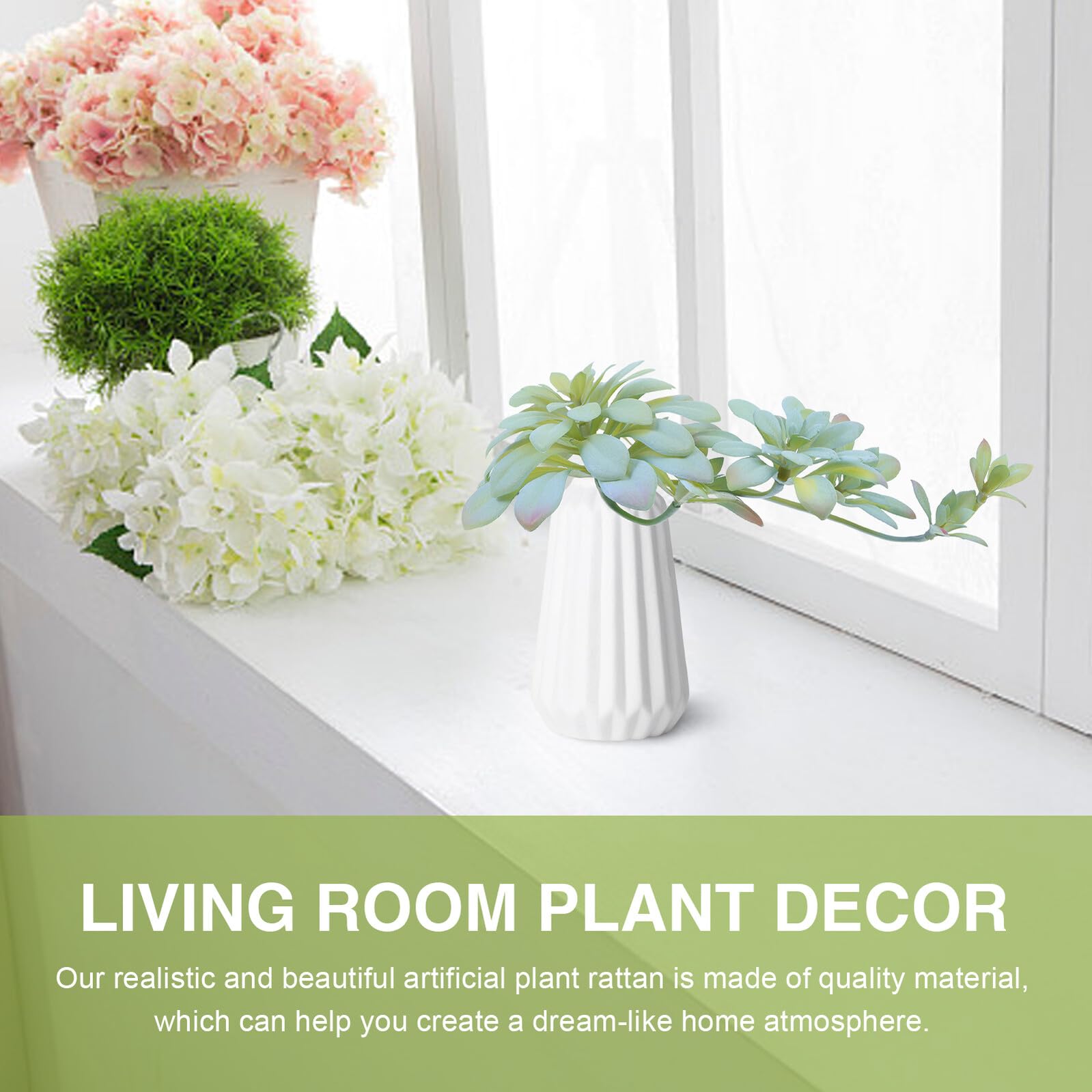 NUOBESTY Plante Artificielle Succulente 27 Cm en Rotin Plastique Léger Résistance Intérieure Décoration de Salon Suspendue Accessoire Décoratif Polyvalent