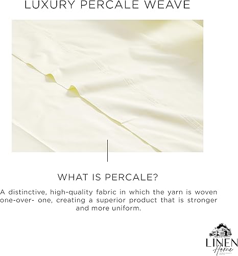 Miniatura 2 de Sábanas de percal 100% algodón tamaño Queen, 1 sábana encimera, fresca, resistente y fresca, sábana transpirable de lujo, color crema