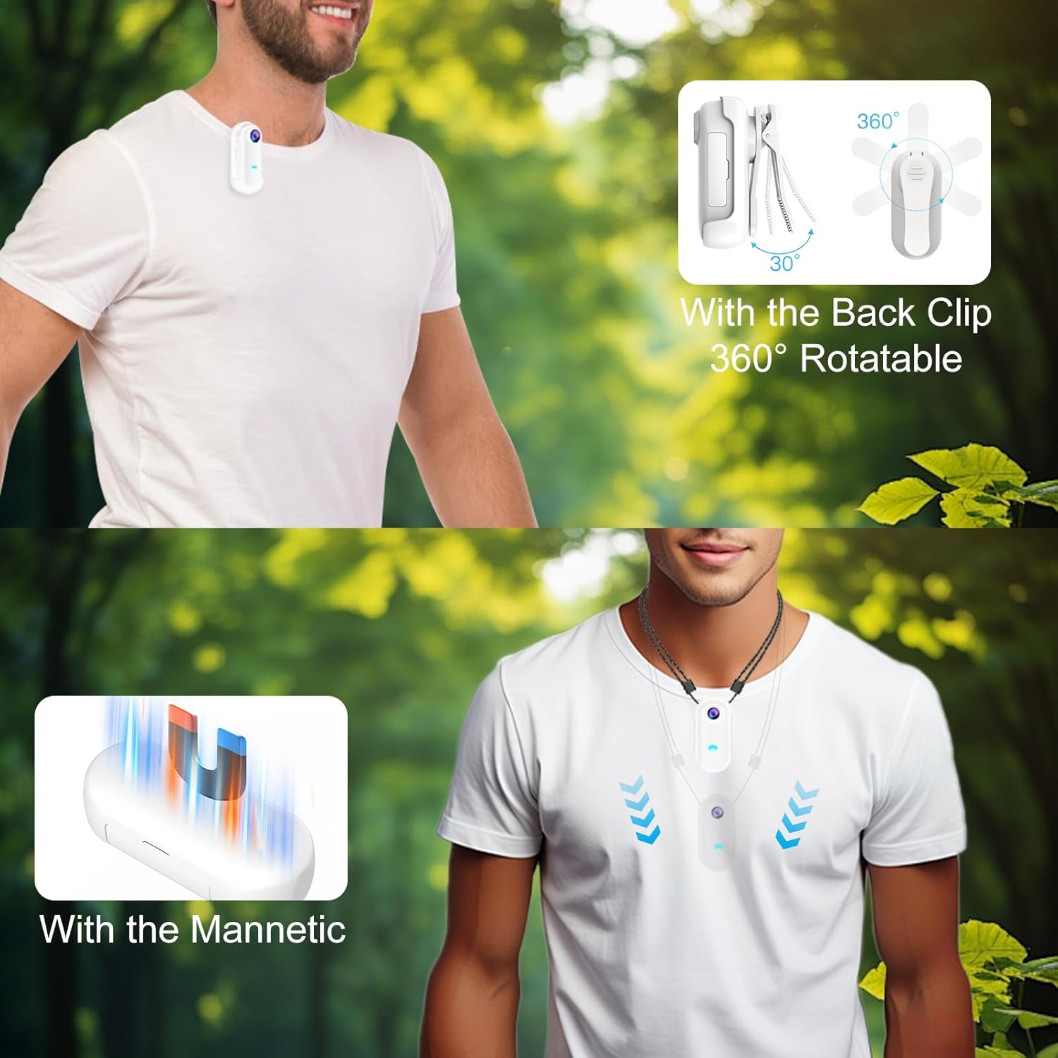 B-Qtech 1080P Body Camera, 360° Action Camera Magnetic Pocket Thumb Cam, IP68 Waterproof, Mini Action Cam for Recording,Outdoors Activities,Walking