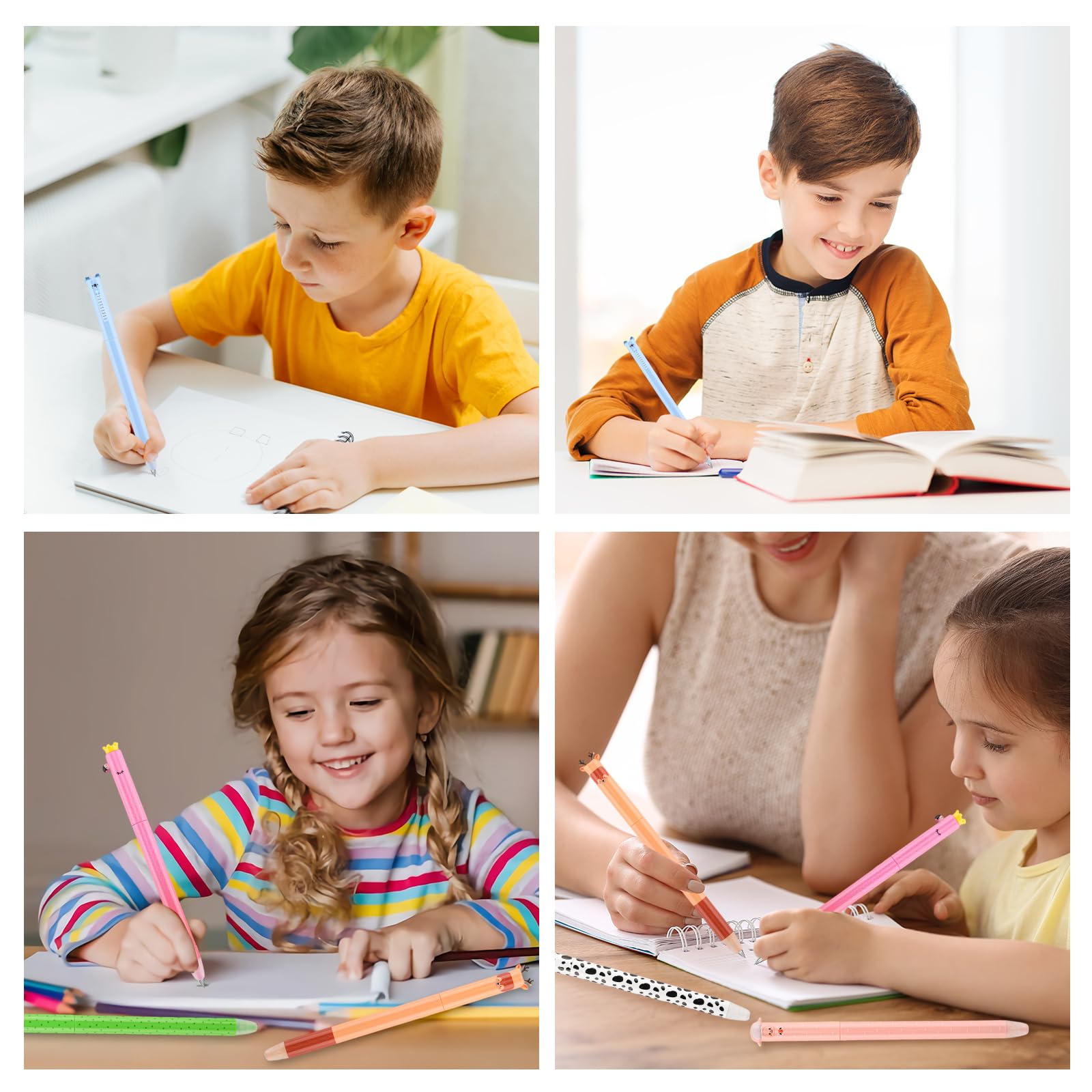 9 penne gel cancellabili a forma di animale con punta da 0,7 mm, inchiostro blu, penne gel per scrittura fluida, riscrivibili, set di penne termiche per scuola, ufficio, appunti, cancelleria