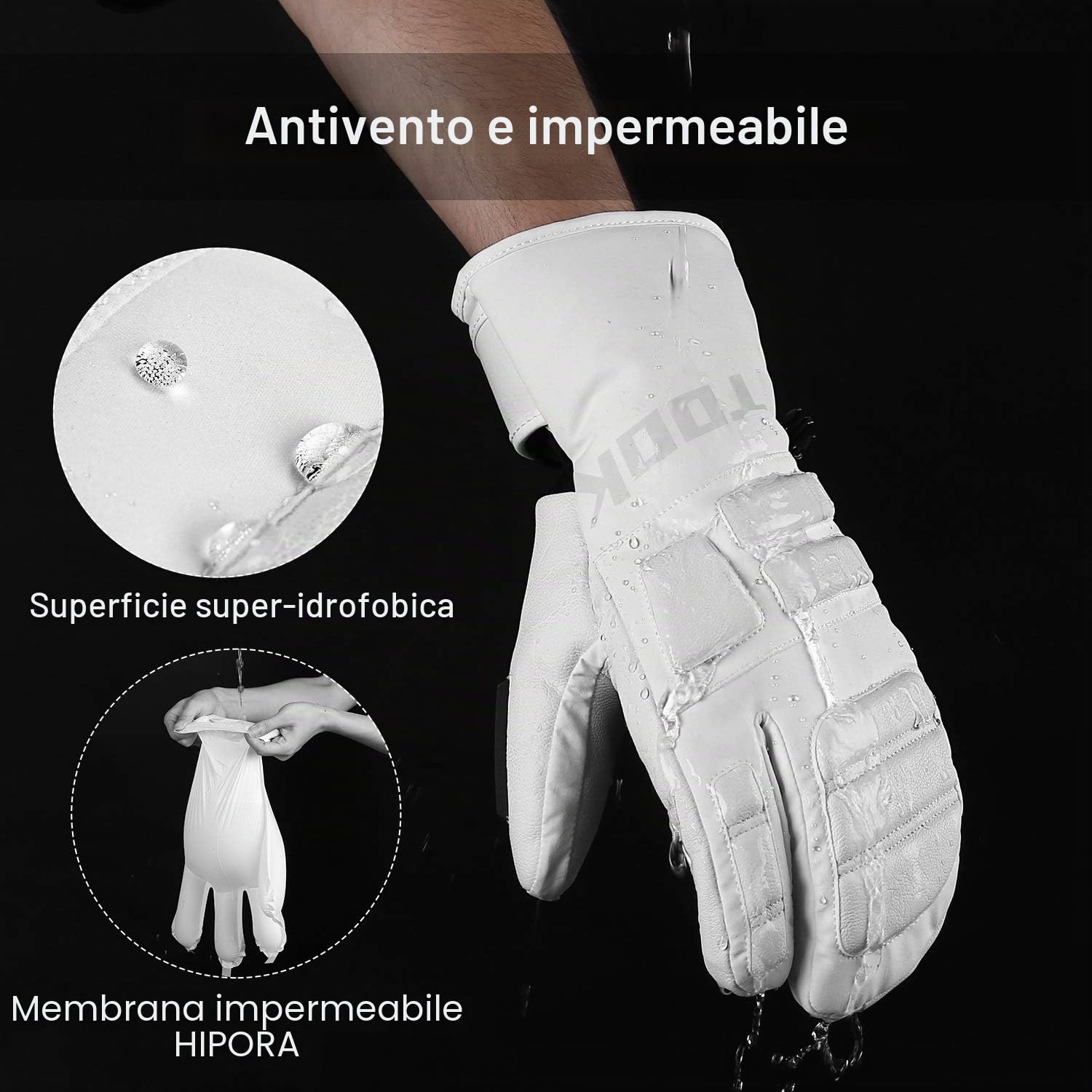 KUTOOK Guanti Termici da Sci e Snowboard Impermeabili Antivento e Resistente per Sport Invernali da Uomo e Donna
