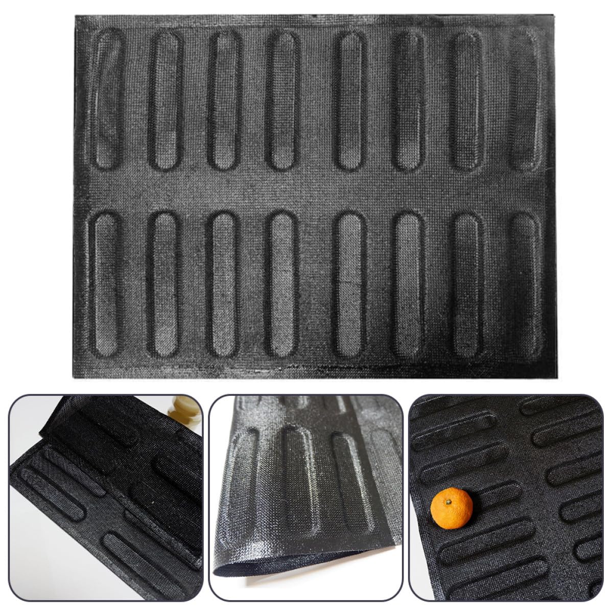 Molde de Silicona Transpirable para Hornear Pan Francés y Perritos Calientes, 16 Cavidades Flexibles, Molde Antiadherente para Panadería, Utensilio Multifunción para Cocina Diaria