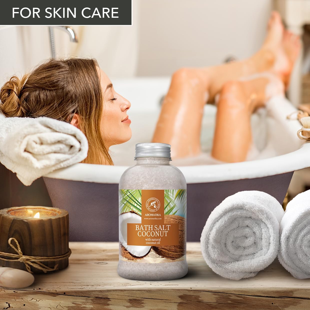 Bath Sea Salt Coconut 21.16 Oz (600g) - Bath Salts with Natural Coconut Oil for Bath Soak - Relaxing Bath - Body Care - Muscle Relaxation - Good Sleep - Aromatherapy Bath Salts - Herb Bath Salt - Image 8