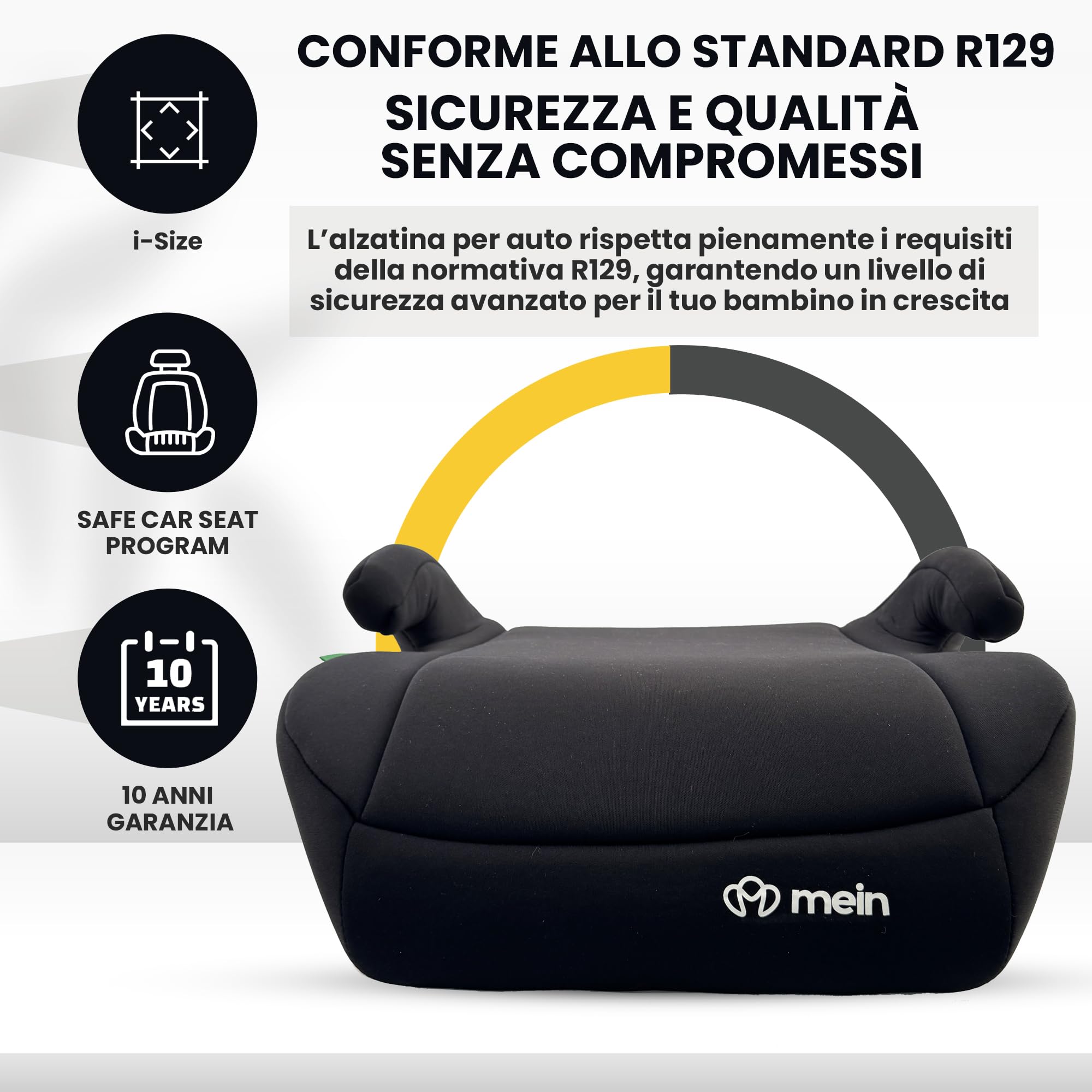 Mein Alzatina Auto Bimbi Isofix Rialzo Auto per Bambini 22-36kg Sistema Isofix Universale Seggiolino Auto gruppo 2-3 Adatto da 5-12 Anni per Bambini 125-150 cm (NERO)