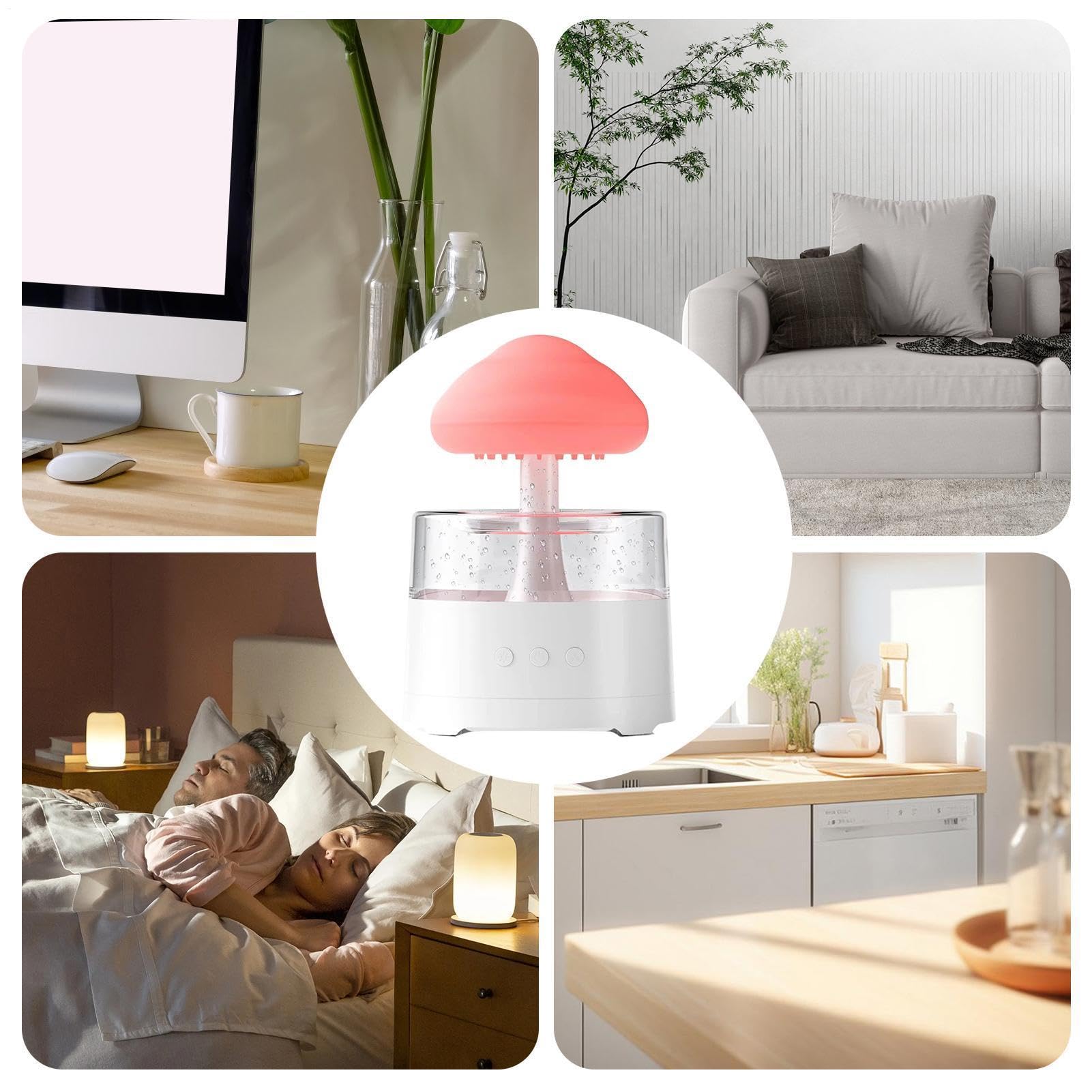 Umidificatore a forma di , umidificatore compatto ispirato ai funghi con illuminazione a LED morbida e emissione continua di per migliorare la qualità 'aria e l'atmosfera rilassante
