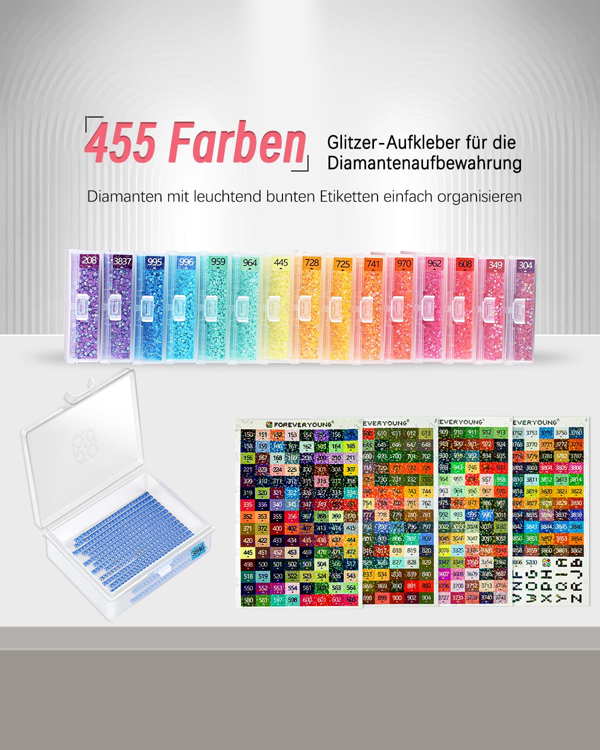 45 Stück Diamond Painting Aufbewahrungsbox Schiffchen mit Deckel, Diamond Painting Zubehör Boxen für Diamond Painting Steine, 2-in-1 Diamond Painting Schiffchen und 5D Diamant Painting Set, Box-Paket