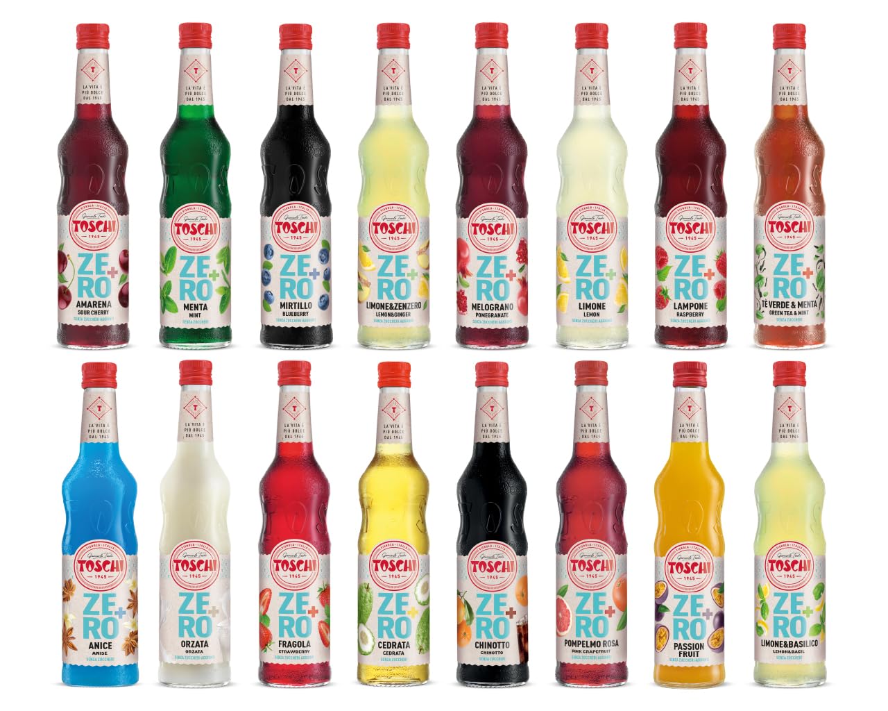 Drink Zero + 560 ml, Sciroppo senza Zucchero nei gusti: Amarena, Menta, Limone&Zenzero, Fragola, Pompelmo Rosa ed Orzata.