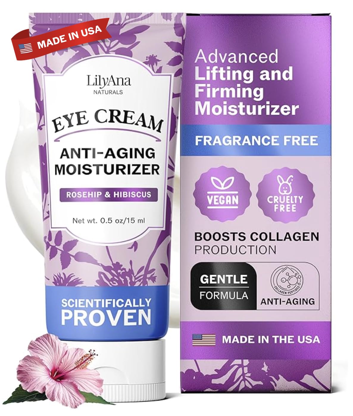 Eye Cream for Dark Circles and Puffiness, Under Eye Cream for Wrinkles and Bags, Anti Aging Cream helps Improve Dryness; for Sensitive Skin 0.5 oz