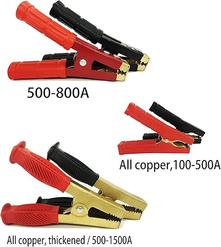 Miniatura 7 de Abrazaderas de batería para cable de puente Abrazadera de cocodrilo Cobre puro 100A800A1500A Abrazaderas de cargador de batería de automóvil