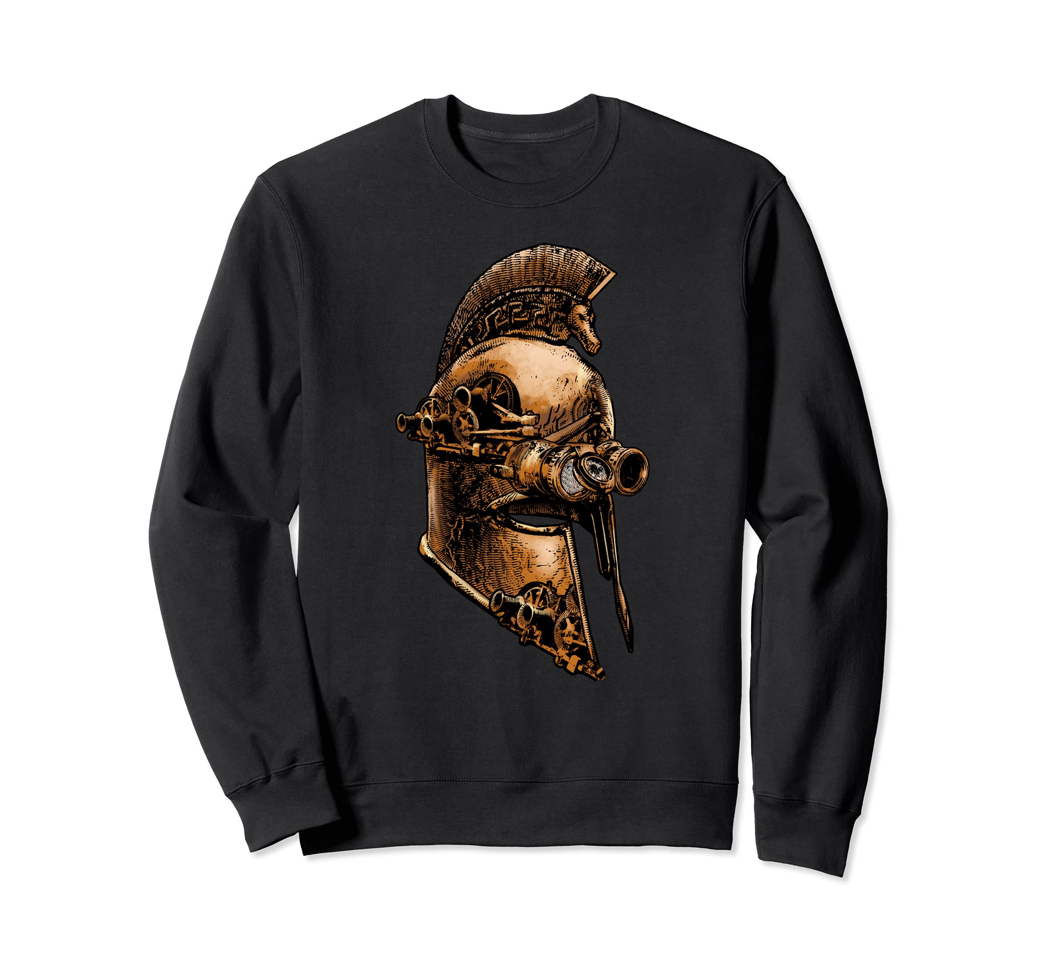 Steampunk Ancient Greek Spartan Warrior Helmet Sweatshirt, Black