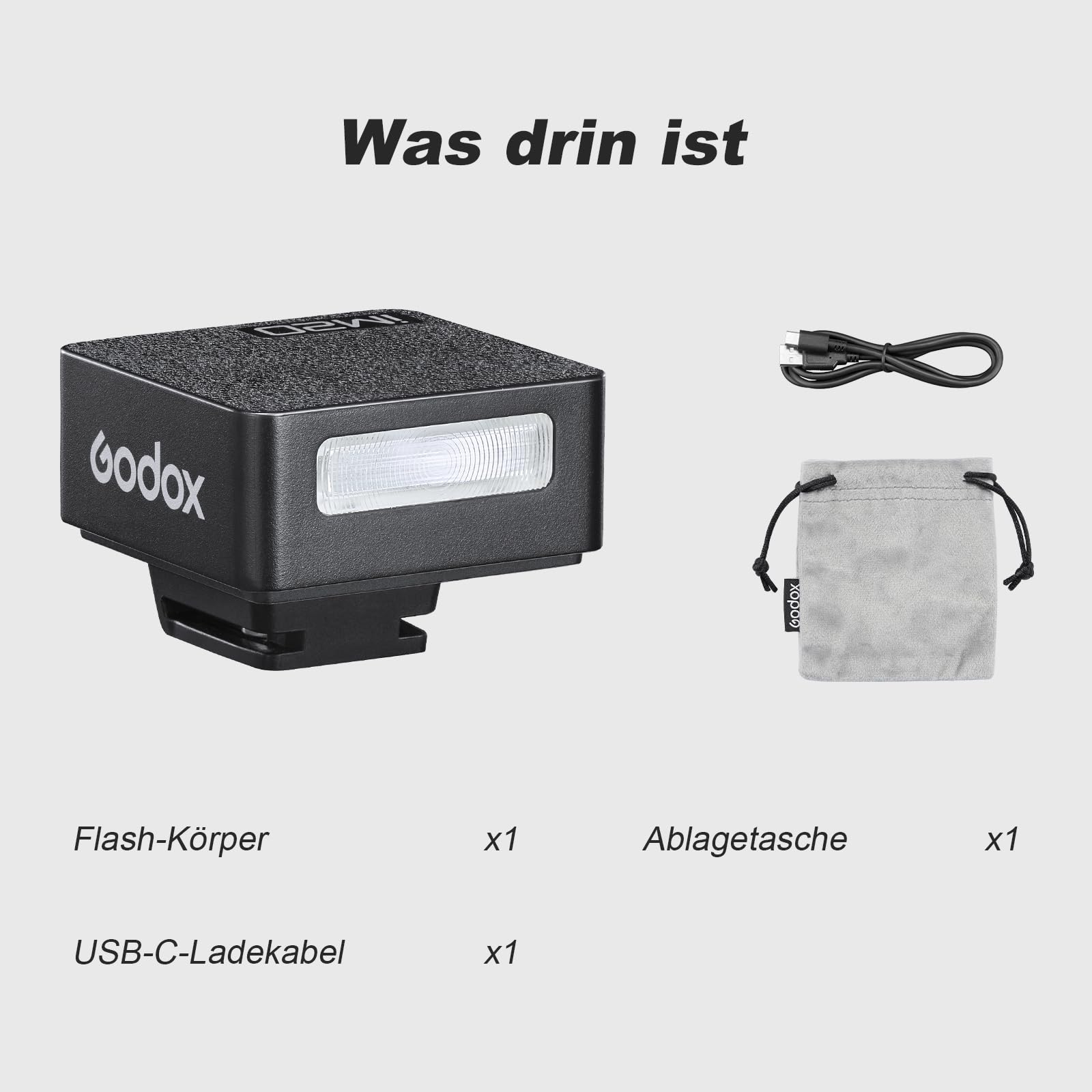GODOX iM20 Kamera-Blitz Mini Kamerablitz, 5 Stufen Blitzleistung, 6000K±200K 440 Full-Power Flashes Godox im20 Mini Flash für Canon Sony Nikon Fuji Olympus