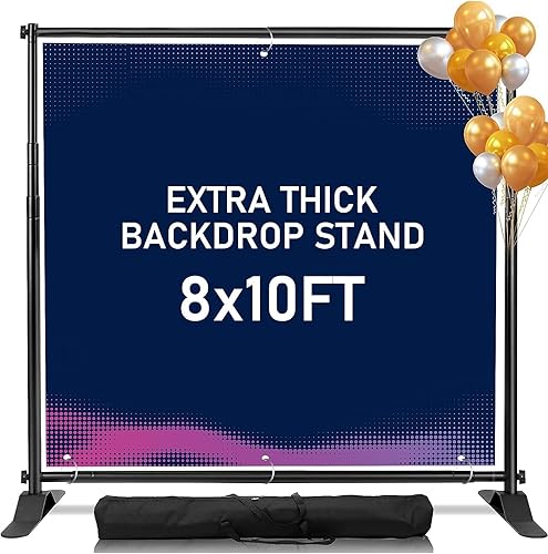 Soporte de fondo grueso resistente de 5 x 7 a 8 x 10 pies, soporte profesional de fondo de fotografía de pasos y repetición, altura ajustable para