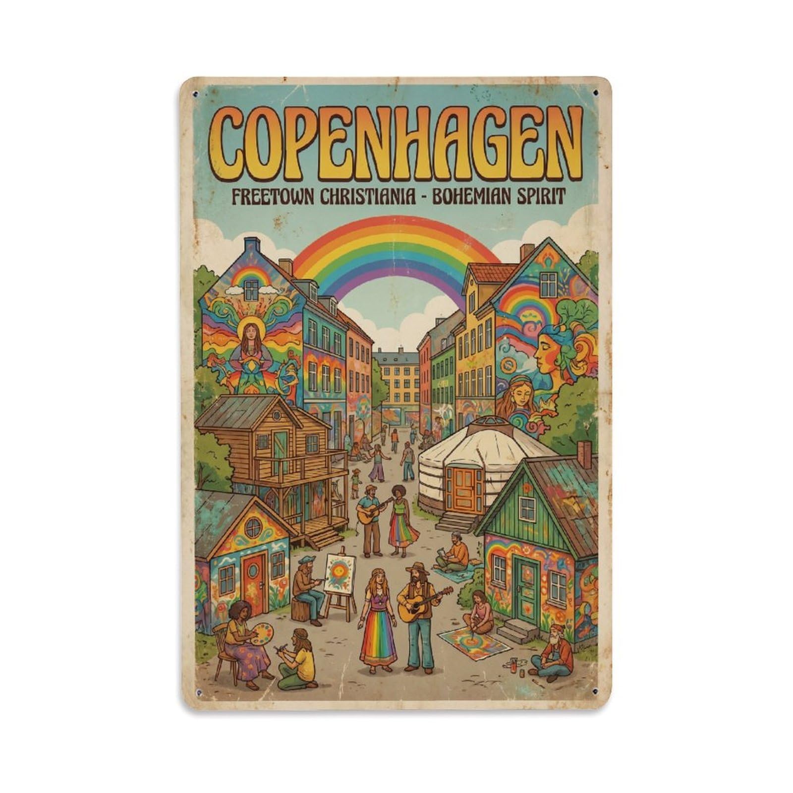 Este 8X12inch Style Vintage Travel Copenhagen Denmark Enjoyable Metal Tin Sign