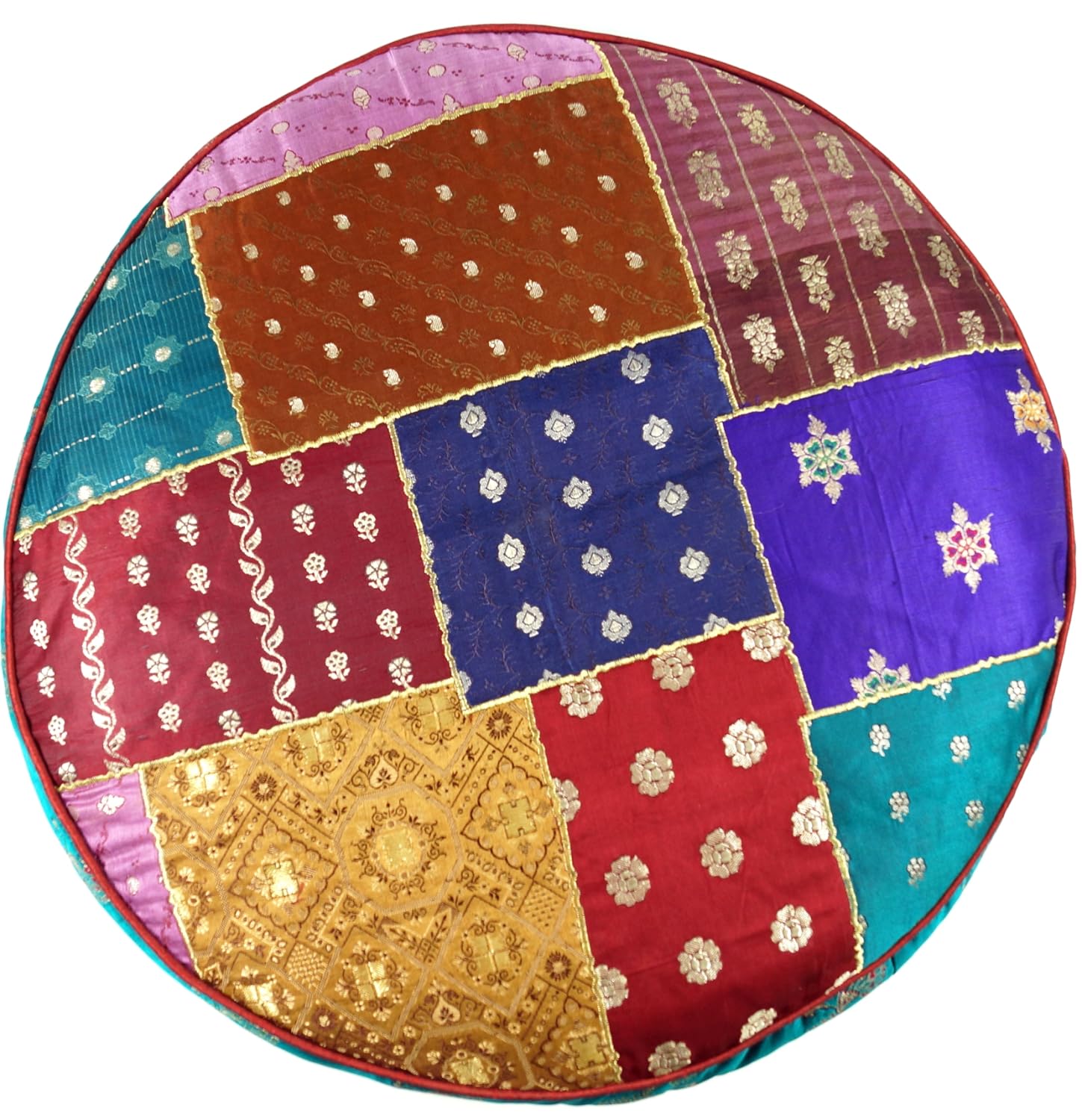 GURU SHOP Orientalisches Patchwork Kissen 40 cm, Sitzkissen, türkis/bunt