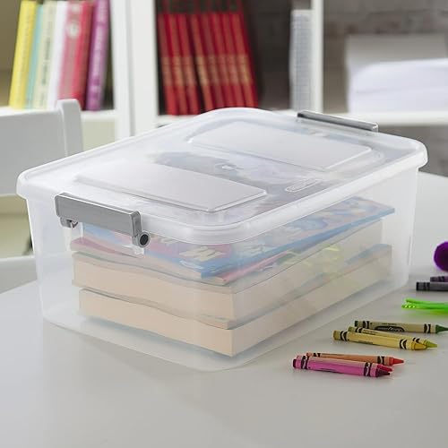 Miniatura 2 de (3 Pack) 12.7 Quart Clear Plastic Modular Storage Containers with Write-On Label Latches - Gray Stackable Organizer Boxes for Home, Office, Closet,