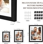 Picture Frames for 10 Photos with Mat, Multi Gallery Picture Frames Set with Two 8x10, Four 5x7, Four 4x6, Hanging or Tabletop Display Home Wall Collage Decor