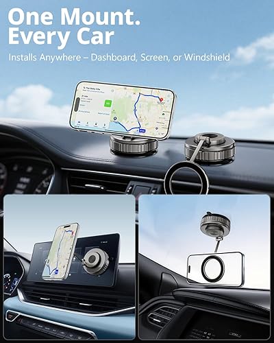 Miniatura 2 de UBeesize 2025 Upgraded 360° Magsafe Vacuum Magnetic Car Phone Holder [108+LBS Strongest Suction&3000gf Dual-Lock Nano Gel] Dashboard & Windshield